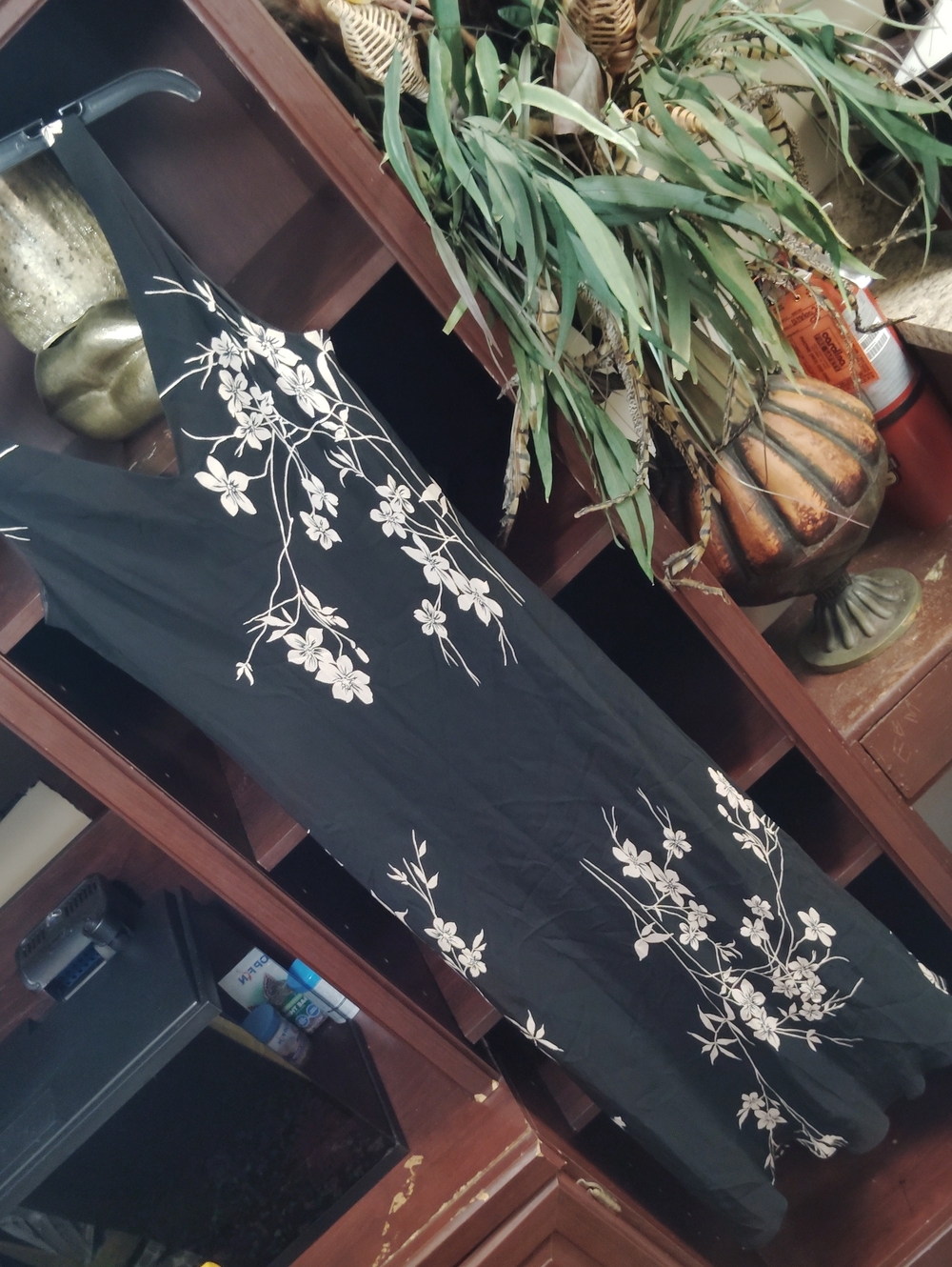 Jones New York Black Maxi Dress with White Floral Print
